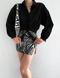 Blouse de protection solaire décontractée à manches longues d'été pour femmes de qualité supérieure vêtements tissés courts respirants confortables en noir - Product Image 2