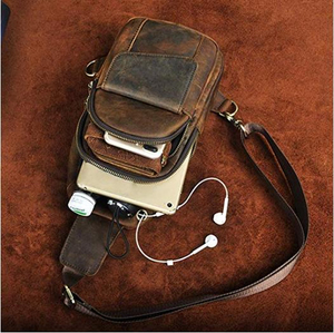 Bolsos de Pecho para Hombre, Bolsos Bandolera de Cuero Genuino, Bolsos Cruzados Triangulares, Mochila con una Sola Correa para el Hombro - Product Image 3