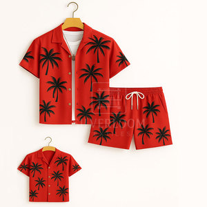 Wholesale <b>Summer</b> 100% Cotton <b>Men</b> Two Piece Set Loose Fit Short Sleeve Printed <b>Shirt</b> With Shorts | Breathable T-<b>Shirt</b> <b>For</b> <b>Men</b> - Product Image 3