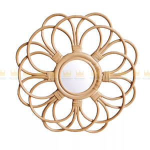 Espejo de ratán decorativo para el hogar, espejo de pared de ratán, espejo de decoración del hogar de ratán Vintage, encantador y nostálgico - Product Image 2