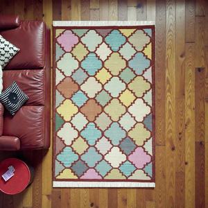 Tapis Kilim en Laine Fait Main, Motif Géométrique Multicolore, Écologique, Adapté aux Animaux, Tissage Plat, Tapis Moderne pour Salon et Chambre - Product Image 2