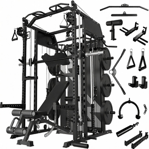 Máquina Smith con Torre de Pesas, Sistema de Gimnasio en Casa con Power Cage, Polea para Dorsales y Crossover de Cables, Entrenador Multifuncional - Product Image 1