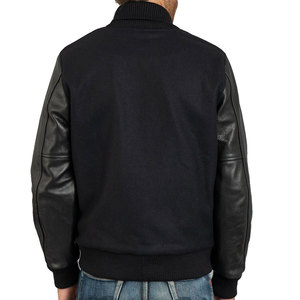 Chaqueta universitaria de nuevo diseño al por mayor para hombre con color de contraste rojo y negro Letterman CollegeBaseballjacket para hombre - Product Image 6