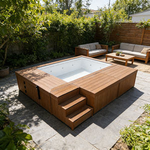 Aire de jeux familiale pour enfants et adultes, piscine en fibre de verre préfabriquée, extérieure, sur le toit, hors sol, avec spa - Product Image 6