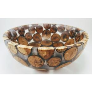Bol à salade jetable en bois naturel et résine, fait à la main, écologique, pour mariage indien - Product Image 1