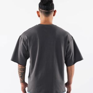 Venta al por mayor de hombres personalizados gimnasio de talla grande camiseta de gimnasio negro ácido lavado Boxy algodón gráfico liso en blanco transpirable diseño personalizado - Product Image 3