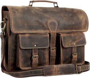 Genuine Leather Geometric Pattern 18" <b>Laptop</b> <b>Messenger</b> Briefcase <b>for</b> Unisex Luxury Eco-Friendly Large Capacity Office <b>Bag</b> - Product Image 1