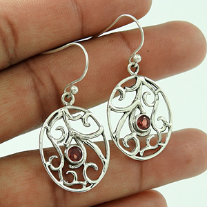 Look extrême 925 argent Sterling grenat naturel pierres précieuses boucles d'oreilles à la mode bijoux faits à la main en gros prix d'usine fournisseurs en vrac - Product Image 1