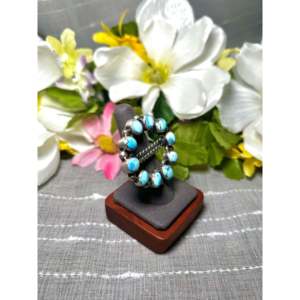 <b>Adjustable</b> Navajo Golden Hill Turquoise & Sterling Silver <b>Ring</b> Rose Gold Plated Bezel Setting Stainless Steel Gift - Product Image 2