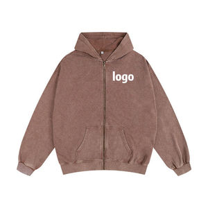 Venta al por mayor 2025 por encargo nueva moda hombres Otoño Invierno con capucha calle manga larga suelta Color sólido con capucha Casual blanco sudaderas con capucha - Product Image 1