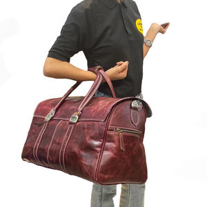 Stylish Customised Genuine Vegan PU <b>Leather</b> Weekender Duffel <b>Bag</b> Adjustable Strap Foldable Panelled Casual <b>Travel</b> Fashionable - Product Image 3