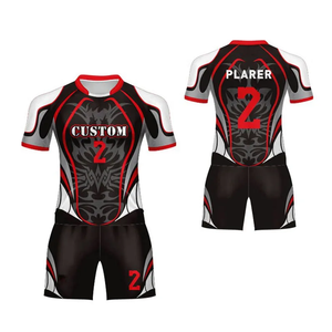 Diseño de logotipo personalizado Uniformes de rugby Camiseta de manga corta Pantalones cortos Diseño de sublimación Uniformes de rugby transpirables - Product Image 3