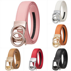 Double Rings Gold Buckle Women Automatic <b>Belts</b> for Male Ratchet <b>Genuine</b> <b>Leather</b> <b>Belt</b> Factory Waistband Custom LOGO - Product Image 1