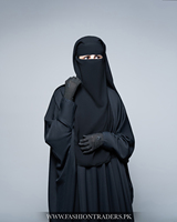 Voile Niqab Modeste Double Couche Noir pour Femmes Musulmanes, Couvrant Entièrement le Visage, Respirant et Léger, avec Logo Personnalisé – Vente en Gros pour l'Été