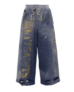 Ensemble survêtement personnalisé pour homme, sweat-shirt et pantalon de survêtement surdimensionnés en coton 100% 430 g/m², style vintage délavé à l'acide avec motif 3D et strass - Product Image 4