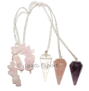 Mix Stone 6 pendules à facettes avec des copeaux d'agate Produits de guérison en pierre Feng Shui - Product Image 1