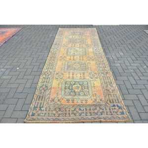 พรมวินเทจขนาด 4.2x11.1 ฟุต สีส้ม พรมโมร็อกโกตุรกี ทำจากขนสัตว์ - Product Image 1