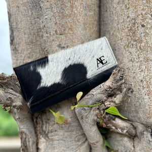 Nouveaux vrais cheveux faits à la main sur cacher portefeuilles pour femmes portefeuille mince à deux volets en cuir Snap fourrure pochette sac à main vraie vache cacher fourrure sac à main portefeuille - Product Image 1