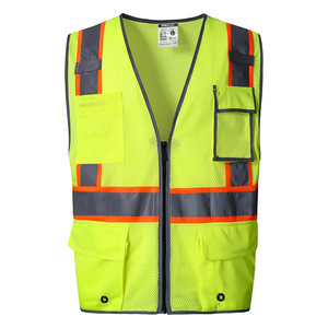 Chaleco de seguridad de microfibra transpirable de alta visibilidad para correr tráfico construcción seguridad reflectante venta al por mayor precio bajo - Product Image 2