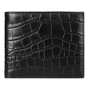 Cartera de cuero de vaca auténtica con patrón de cocodrilo para hombre, Cartera de lujo, tarjetero de cuero - Product Image 1