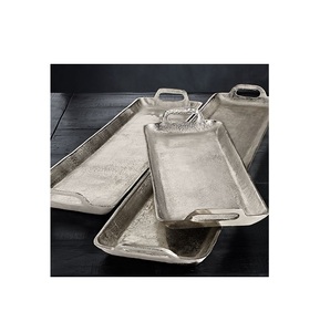 Best Seller Wedding Decoration <b>Set</b> of Two Serving Tray Premium Design Gold <b>Colour</b> Household Handcrafted Table Ware - Product Image 4