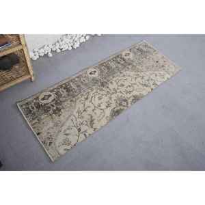 Alfombra turca de área grande Vintage, 1,8x4,9 pies, Beige, marrón, patrón rectangular clásico, Material de lana, respaldo de látex para pasillo de dormitorio - Product Image 2