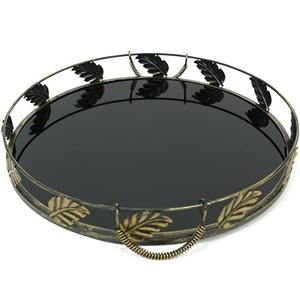 Producto exclusivo, bandeja para servir comida redonda negra con estilo metálico con Plato decorativo de mesa de comedor terminado de alta calidad - Product Image 1