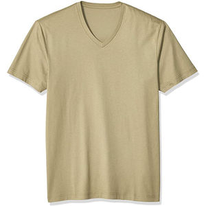Vente en gros T-shirts à col en V pour hommes T-shirt uni grande taille respirant en coton biologique Impression de logo personnalisé Doux et confortable - Product Image 6