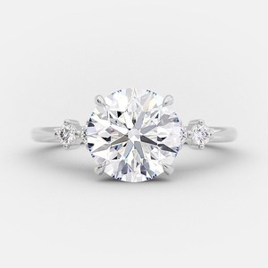 10k or blanc massif coupe ronde laboratoire cultivé bague en diamant mariage broche réglage fiançailles proposition bijoux plaqué or - Product Image 1