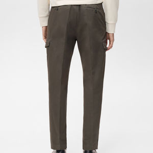 Pantalon en coton décontracté pour hommes de haute qualité personnalisable kaki droit confortable coupe régulière léger plat Design-Vente en gros - Product Image 5