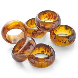 Décoration de ronds de serviette en résine de luxe faits à la main pour les fêtes de mariage et la cuisine - Product Image 1