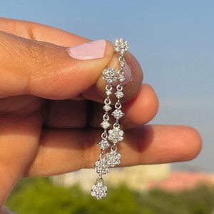 Boucles d'oreilles en or blanc et rose 14K avec diamant rond cultivé en laboratoire pour fiançailles et mariage - Product Image 1