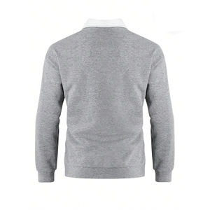 Sweat-shirt à col pour homme, manches longues, en polaire, décontracté, 100% coton, uni, séchage rapide, pour l'hiver et le quotidien - Product Image 3