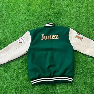 Chaqueta clásica Retro Varsity mezcla de lana béisbol Letterman Bomber Streetwear prendas de vestir exteriores Unisex de gran tamaño con retazos elegantes - Product Image 4