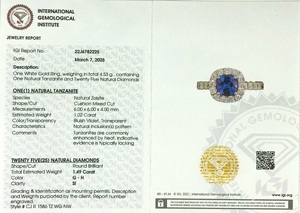 Anillo de Bodas de tanzanita de oro blanco de 14K con certificación IGI 1,5 CTW, anillo de Halo de diamante Natural para mujer, Idea de regalo de cumpleaños - Product Image 3