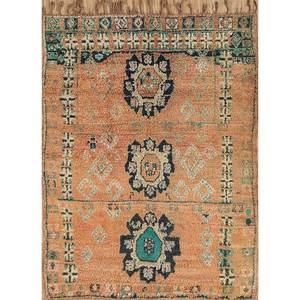 Tapis en laine noués à la main Nuray, motifs abstraits rectangulaires rouge-orange, pour la maison - pour le salon, la chambre à coucher, 9x12 - Pae-4606 - Product Image 1