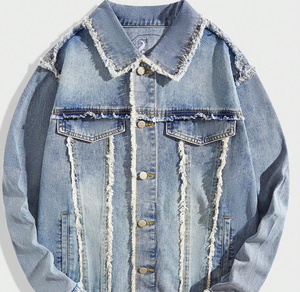 Unisex Casual Winter Denim <b>Jacket</b> with Hood <b>Light</b> Canvas Fabric Custom Logo Plus Size Coat for <b>Men</b>-Wholesale - Product Image 1
