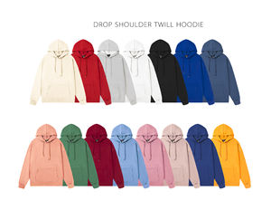 Printemps Automne Street Style Tenues Casual Wear Unisexe Poids Lourd Surdimensionné Couleur Unie Pull Drop Shoulder Hoodies - Product Image 2