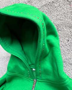 Sweat à capuche zippé vert pour homme avec imprimé stylé et tissu en coton confortable pour un usage décontracté, sportif et quotidien - Product Image 4