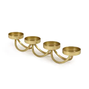 Precio al por mayor, decoración del hogar, soporte de vela sencillo, soporte de vela cónico chapado en oro de Metal galvanizado para bodas - Product Image 1