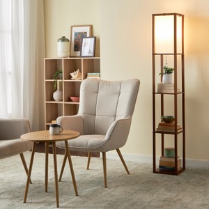 Lampadaire en tissu blanc en forme de champignon pour la décoration intérieure de salon de luxe moderne, élégant, support doré LED pour la maison et le bureau - Product Image 3