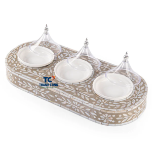 Juego de bandejas de nácar más vendidas de bandeja rectangular de nácar con 3 platos de Isla Ramadan Eid regalos decoración 2025 - Product Image 2