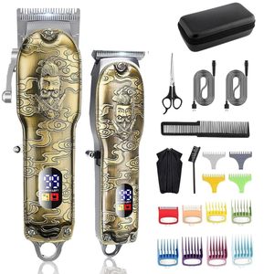 Ensemble de tondeuses à cheveux sans fil professionnelles pour barbiers, étui de voyage inclus, kit de coupe de cheveux alimenté par USB et batterie - Product Image 1