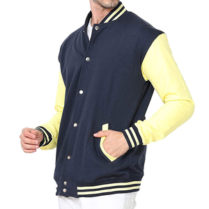 Vestes universitaires classiques haut de gamme pour hommes, personnalisées OEM ODM, en laine d'hiver avec manches en cuir véritable, boutons recouverts, design élégant - Product Image 1