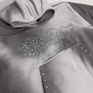Diseño de diamantes de imitación de moda nueva sudadera con capucha para hombres y mujeres Sudadera con capucha suelta y personalizada Tendencia 2026 - Product Image 2