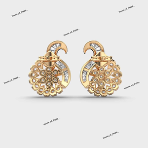 Pendientes de Plata con Moissanita Floral y Diamantes, Diseño de Halo Redondo, Aspecto Elegante y Lujoso - Product Image 4