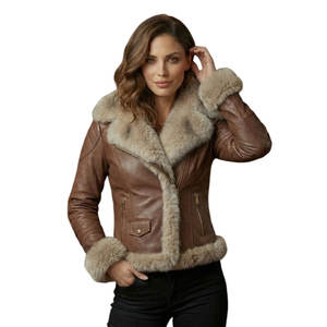 Veste en cuir de mouton pour femmes modernes avec finition haut de gamme, toucher doux, design respirant en tricot - Product Image 1