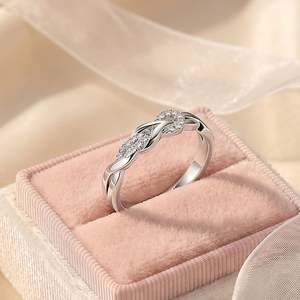 Jeulia Hercules Knot Twist Pave Wedding Band-Fashion Rhodium-Plated Alloy <b>Ring</b> for Women - Product Image 4