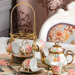 <b>Antique</b>-Style Metal <b>Tea</b> <b>Set</b> Featuring a Polished Look and Elegant Accents Coffee Teapot Drinkware High Quality Wholesale - Product Image 1