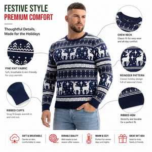 Pulls pour hommes, <span class=keywords><strong>pull</strong></span> <span class=keywords><strong>de</strong></span> Noël moche unisexe, motif écossais épais et amusant, <span class=keywords><strong>pull</strong></span> festif tricoté Fair Isle pour l'hiver et les fêtes - Product Image 4